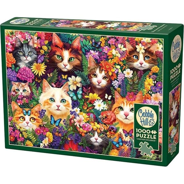 Puzzle 1000 Koty wśród kwiatów G3