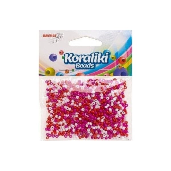 Koraliki akrylowe do nawlekania białe czerwone 35m