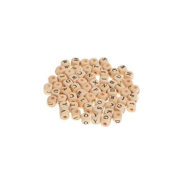 Koraliki drewniane alfabet 8mm 60szt