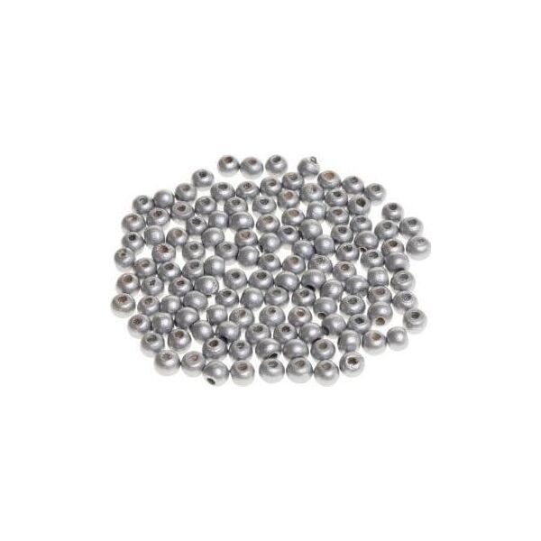 Koraliki drewniane do nawlekania srebrne 8mm 120sz