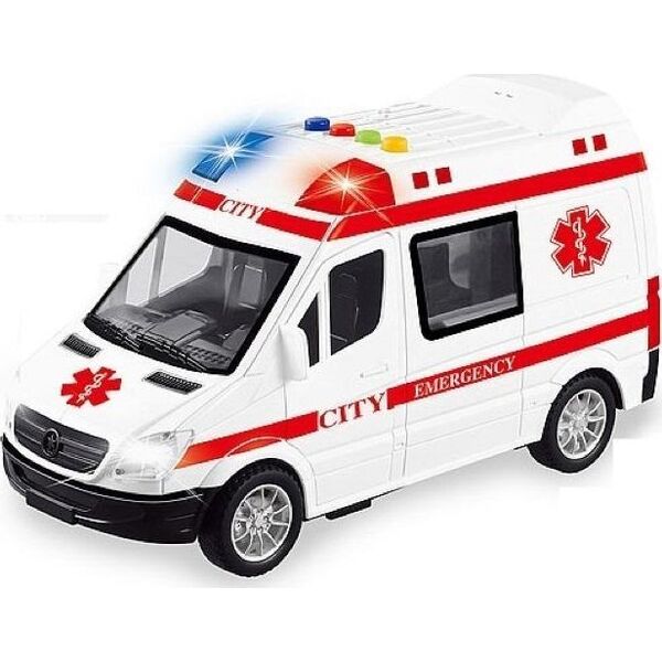 Ambulans z otwieranymi drzwiami światło, dźwięk