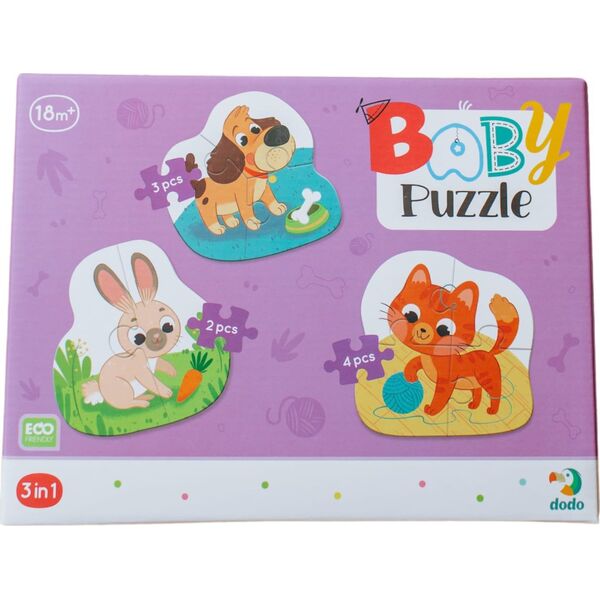 Puzzle 3w1 2-3-4 Elementy "Zwierzaki" Trzy Układanki Zwierzęta Domowe