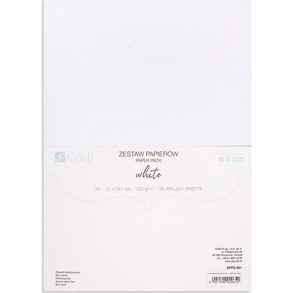 Zestaw papierów 220g biały A4 20ark