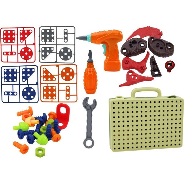 LeanToys Klocki Puzzle Konstrukcyjne 3D DIY Dinozaury Rozkręcanie Wiertarka