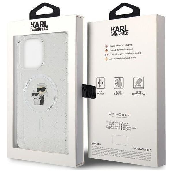 Karl Lagerfeld Etui Karl Lagerfeld KLHMP14XHGKCNOT Apple iPhone 14 Pro Max hardcase Karl&Choupette Glitter MagSafe transparent