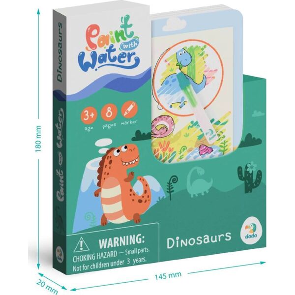 Dodo MALOWANIE MARKEREM WODNYM KOLOROWANKA "DINOZAURY" ZESTAW DLA NAJMŁODSZYCH