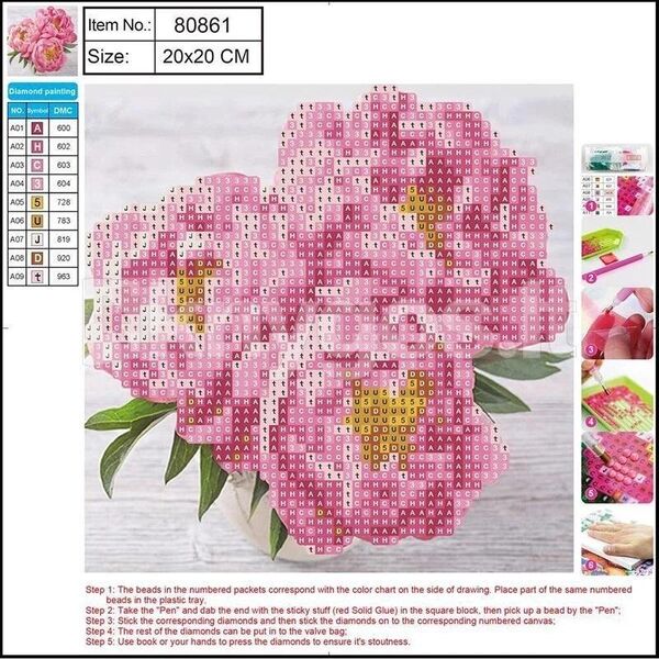 Norimpex Diamentowa mozaika 5D - Pink flower 20x20 80861
