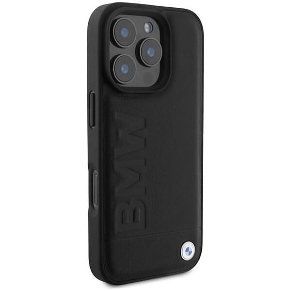 BMW BMW BMHMP16LSLLBK iPhone 16 Pro 6.3" czarny/black hardcase Leather Hot Stamp MagSafe