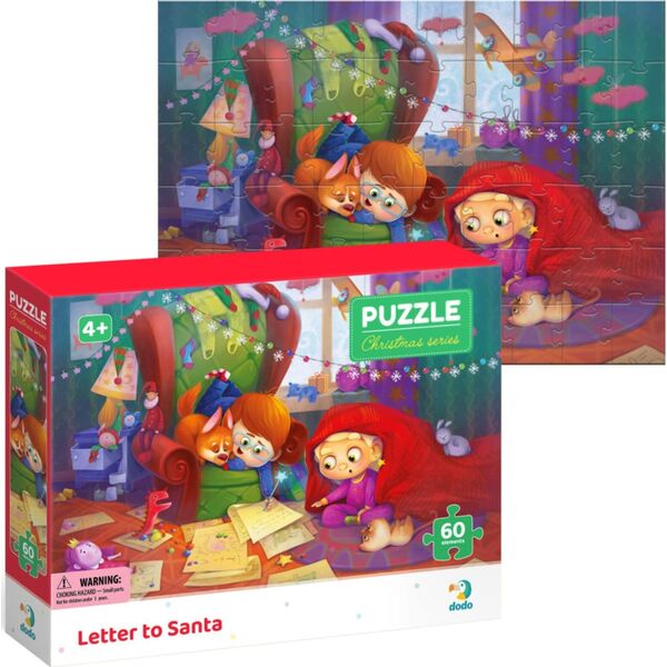 Dodo PUZZLE LIST DO ŚWIĘTEGO MIKOŁAJA 60 ELEMENTÓW KOLOROWA UKŁADANKA DLA DZIECI