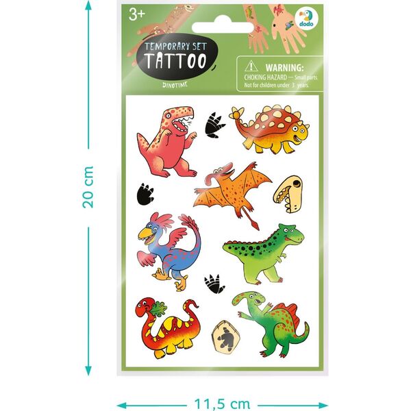 Dodo ZESTAW TYMCZASOWYCH TATUAŻY "DINOZAURY" 4 ARKUSZE Z KOLOROWYMI TATUAŻAMI