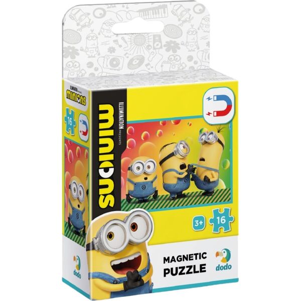 MAGNETYCZNE PUZZLE "MINIONKI" 16 ELEMENTÓW KOLOROWEJ UKŁADANKI DLA DZIECI