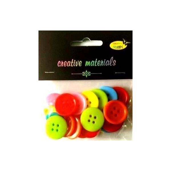 Guziki pastelowe kolorowe 23mm 19g ok.20szt