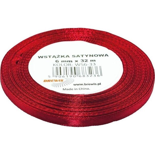 Wstążka satynowa bordowa 6mmx32m