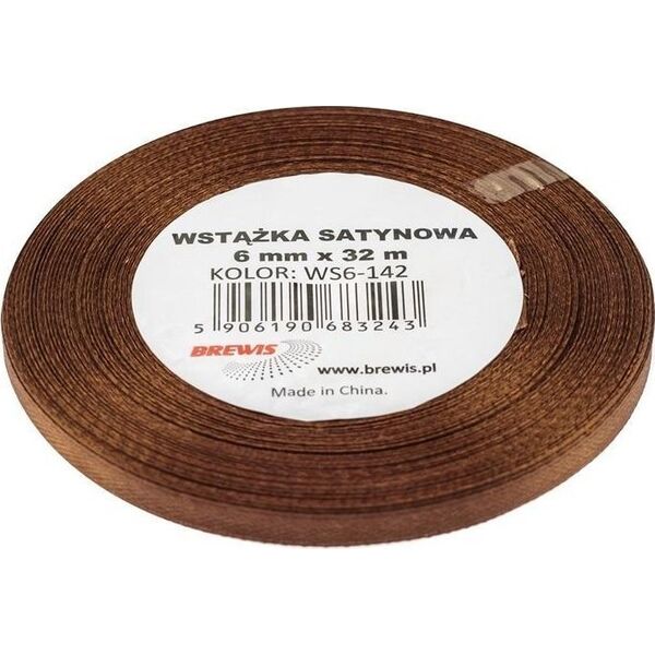 Wstążka satynowa brązowa 6mmx32m