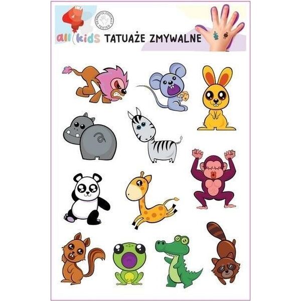 Tatuaże zmywalne dla dzieci Wesołe zwierzątka 2