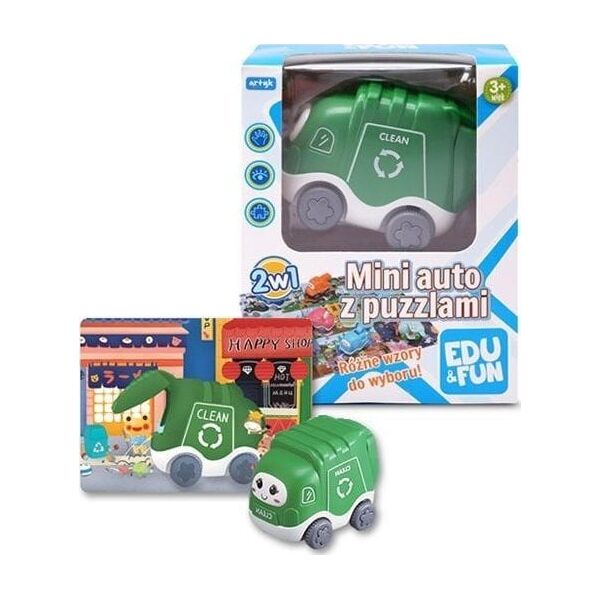 Mini auto z puzzlami śmieciarka Edu&Fun