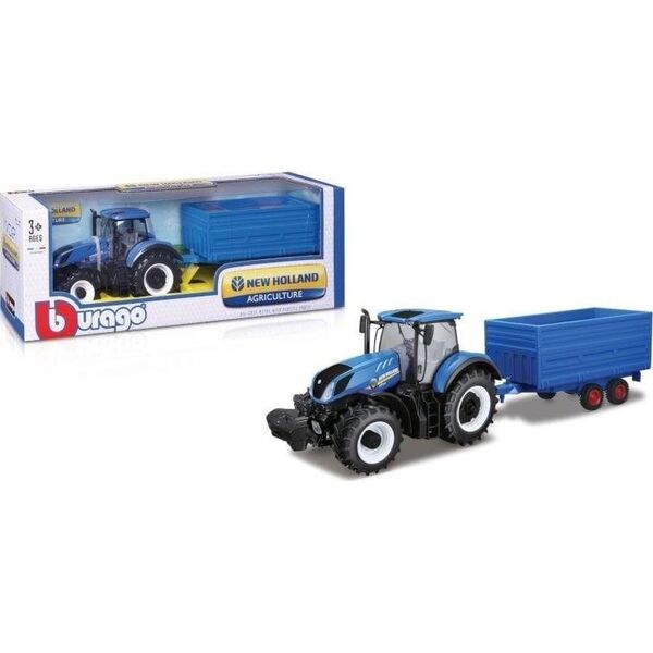New Holland T7.315 z przyczep? i belami s?omy