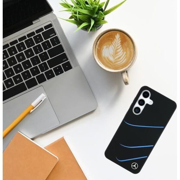 Etui Mercedes Silicone Contrasted Curves  MagSafe do Samsung Galaxy S25 czarny