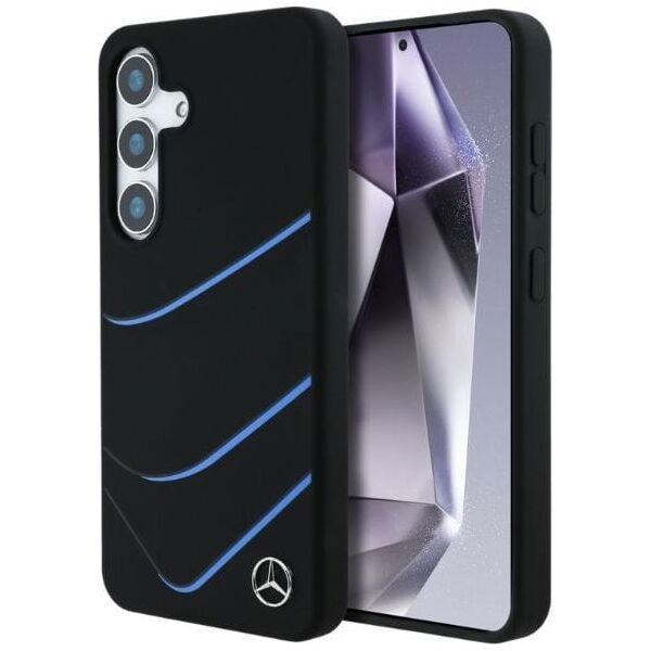 Etui Mercedes Silicone Contrasted Curves  MagSafe do Samsung Galaxy S25 czarny