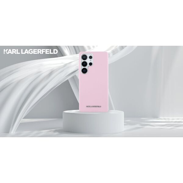 Etui Karl Lagerfeld Saffiano Full         Wrapped Elongated Metal Logo MagSafe do Samsung Galaxy S25 Ultra różowy