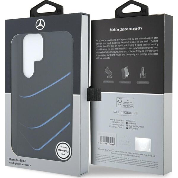 Etui Mercedes Silicone Contrasted Curves  MagSafe do Samsung Galaxy S25 Ultra czarny