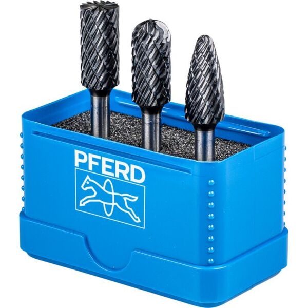 3-piece carbide burr set PFERD 1414 ALLROUND HC-FEP 12mm