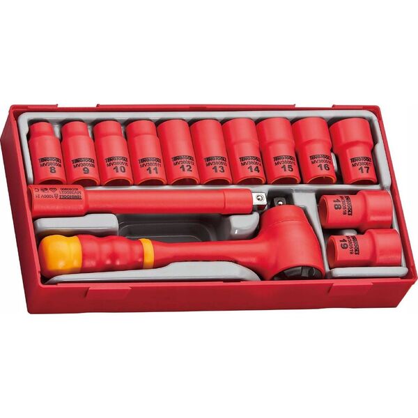 Teng Tools Zestaw narzędzi nasadowych izolowanych VDE 1000V z chwytem 3/8 cala 285240107