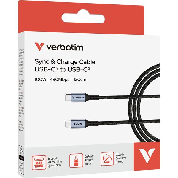 Verbatim 31846 kabel USB USB 2.0 1,2 m USB C Czarny