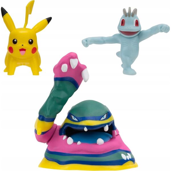 POKEMON Figurka Bitewna 3Pak Machop, Pikachu, Alolan Muk, figurki
