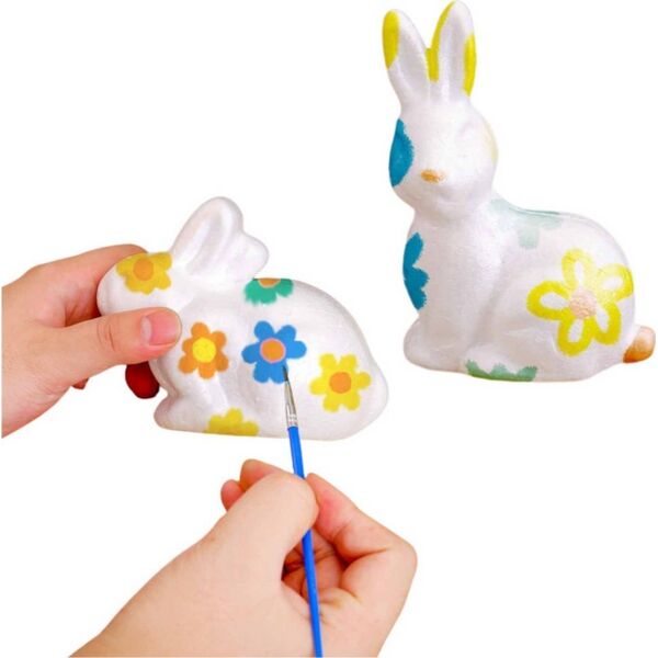 Zestaw Do Malowania Styropianowych Ozdób 4 Zające Farby Pędzelek LEAN TOYS