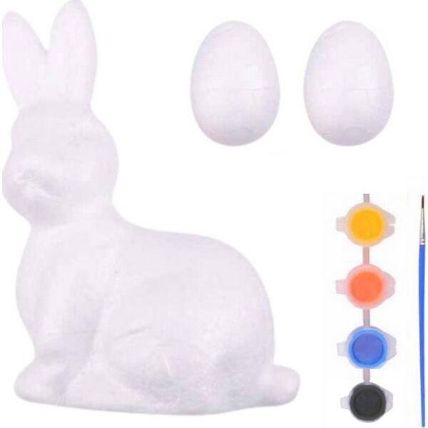Zestaw Do Malowania Styropianowych Ozdób Zając 2 Jajka Farby LEAN TOYS