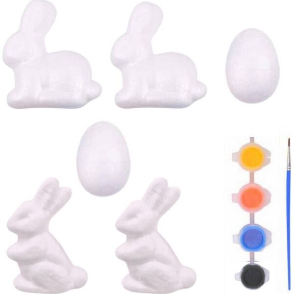 Zestaw Do Malowania Styropianowych Ozdób 4 Zające 2 Jajka Farby LEAN TOYS