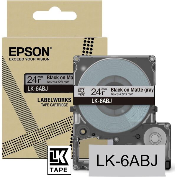 Epson Epson LabelWorks LK-6ABJ - Matt - Schwarz auf Mattgrau - Rolle (2,4 cm x 8 m) 1 Kassette(n) Hangebox - Band - fur LabelWorks LW-C610