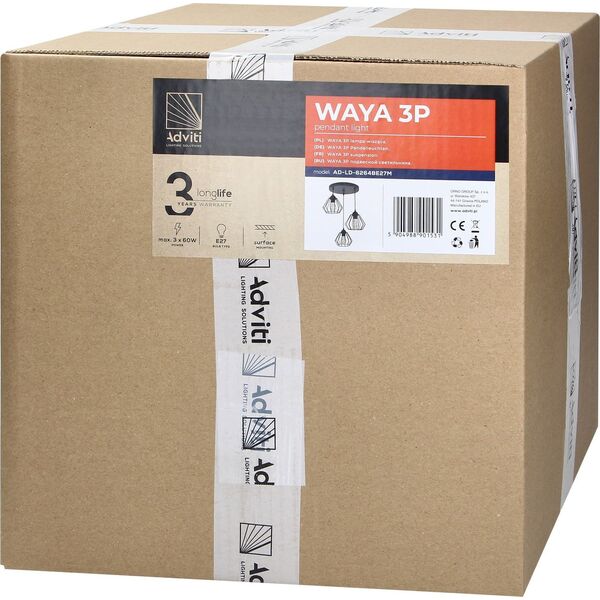 Lampa wisząca Orno WAYA lampa wisząca, moc max. 3x60W, E27, czarna