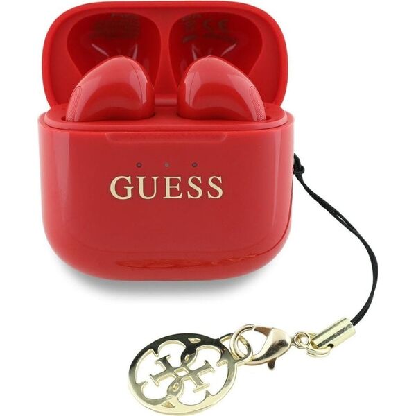 TWS Guess Glossy Effect Printed Classic Logo & Charm Red Headphones