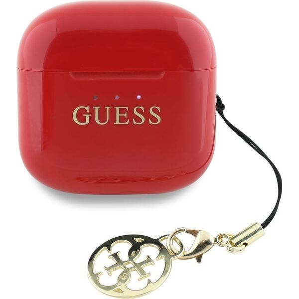 TWS Guess Glossy Effect Printed Classic Logo & Charm Red Headphones