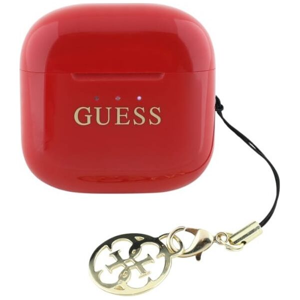 TWS Guess Glossy Effect Printed Classic Logo & Charm Red Headphones