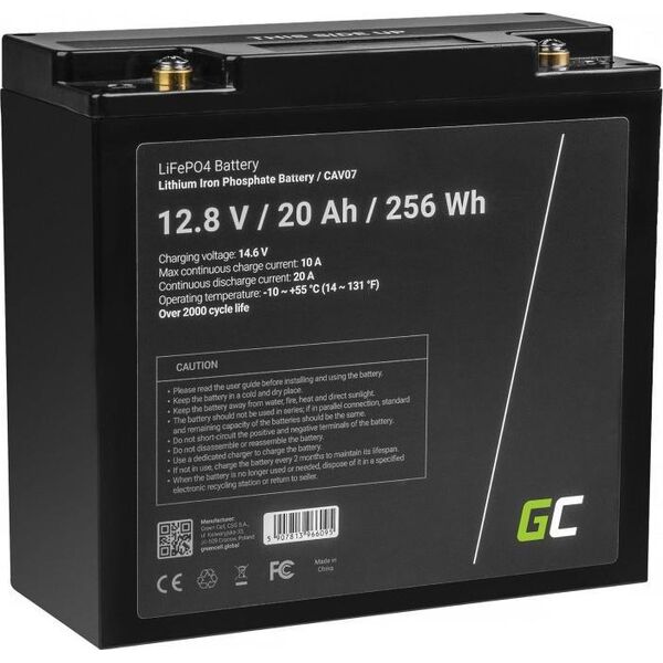 Green Cell Akumulator LiFePO4 12V 12,8V 20Ah (CAV07) - AZGCEUAZ0000019