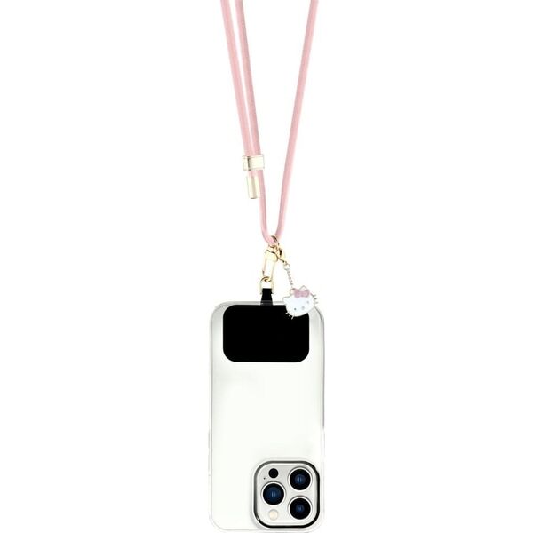 Hello Kitty Patch & Kitty Head Charm Universal Phone Lanyard Pink