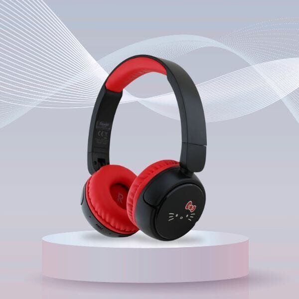 Słuchawki nauszne Hello Kitty Face Logo   Bluetooth czerwony
