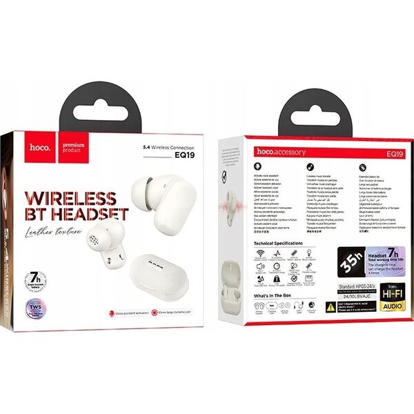 HOCO słuchawki bezprzewodowe bluetooth TWS EQ19 białe