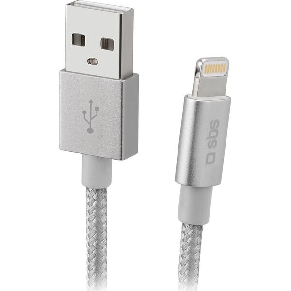 Kabel USB SBS Mobile USB-A - Lightning 1 m Srebrny