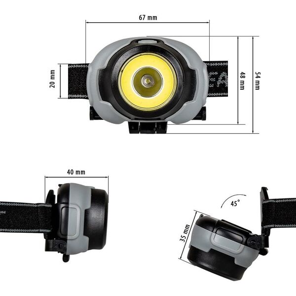 Vayox Latarka czołowa bateryjna LED + COB 170lm VA0119 Vayox