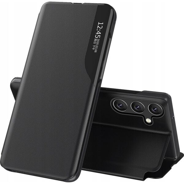 Eco Leather View Case etui do Samsung Galaxy S25+ z klapką podstawka - czarne
