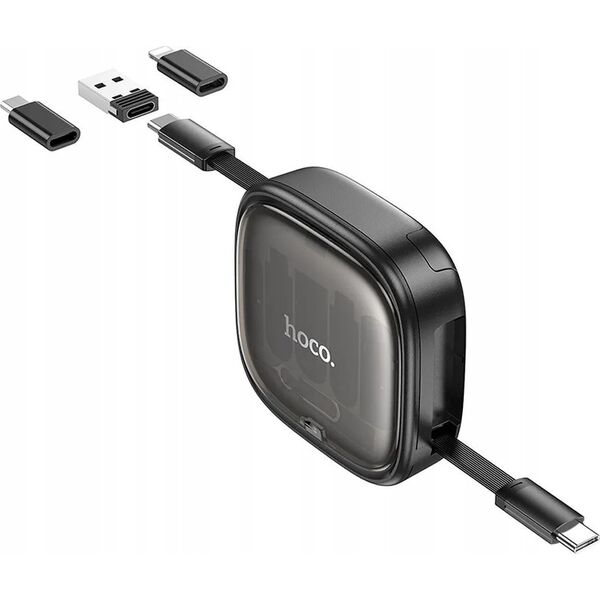 HOCO kabel All-in-one zwijany w zestawie z wymiennymi końcówkami PD 3A 60W U140 0,95 m czarny
