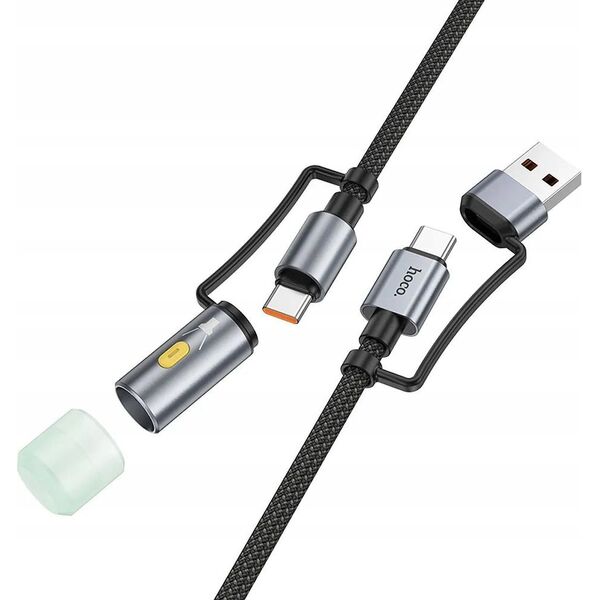 HOCO kabel All-in-one USB A / Typ C do Typ C / LED Light 3A 60W U138 1,2 m czarny