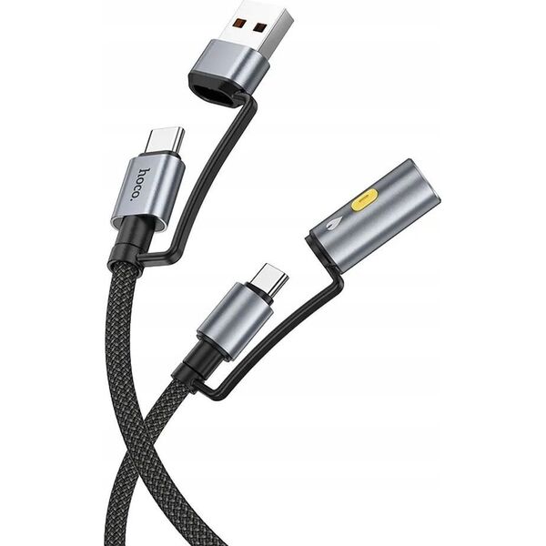 HOCO kabel All-in-one USB A / Typ C do Typ C / Zapalniczka samochodowa 3A 60W U138 1,2 m czarny