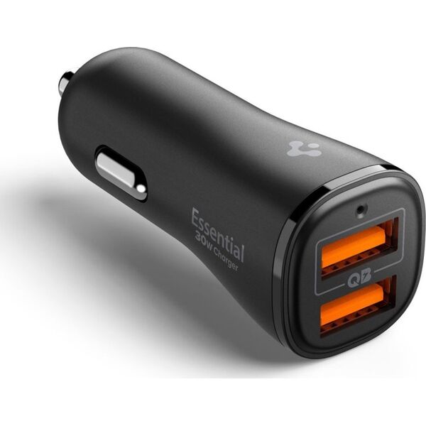 SPIGEN ESSENTIAL EV302 2-PORT CAR CHARGER 30W BLACK