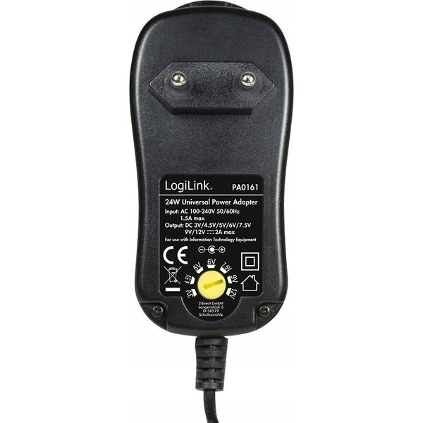 Zasilacz LogiLink LogiLink PA0161 adapter zasilający/ inwentor Wewnętrzna 24 W Czarny