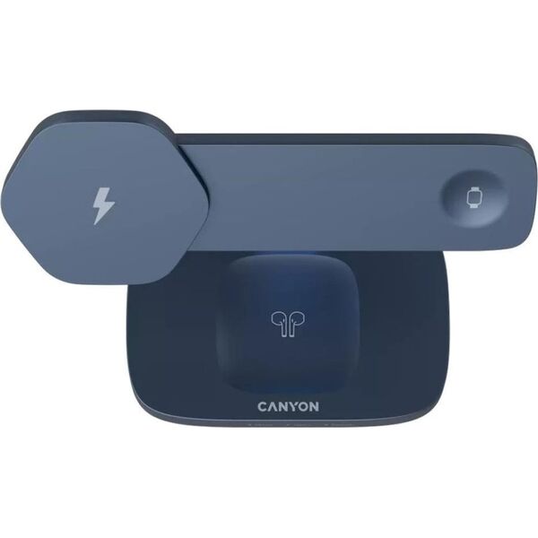 CANYON Wireless Charging Station Hexagon 310 3in1 DarkGrey/Blue